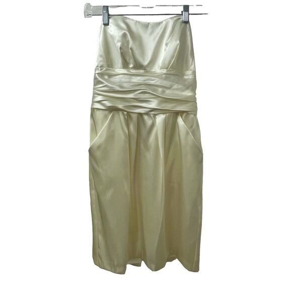 David’s Bridal Dress Ivory Pockets Strapless Short Women’s Size 6 - Picture 1 of 16